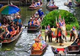 Damnoen Saduak Floating Market and Elephant Theme Show Crocodile Farm Samphran