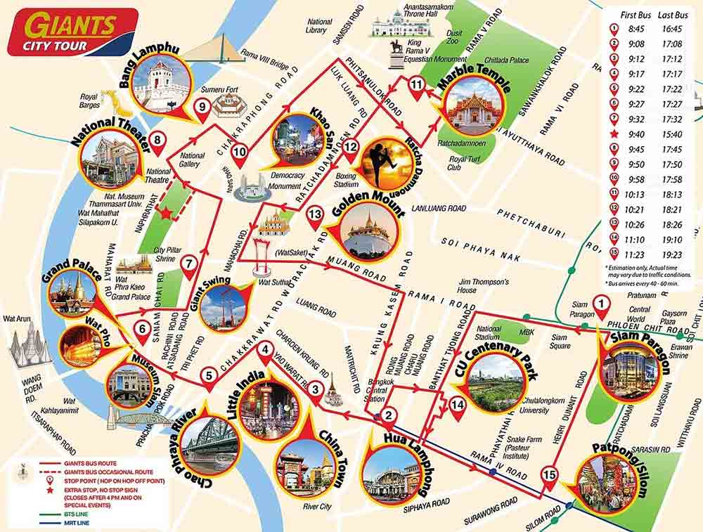 Giant city Bangkok Hop On Hop Off Bus in Bangkok by Giants City Tour. The Original Sightseeing Bus Tour of Bangkok Thailand.Discount Ticket Booking Online