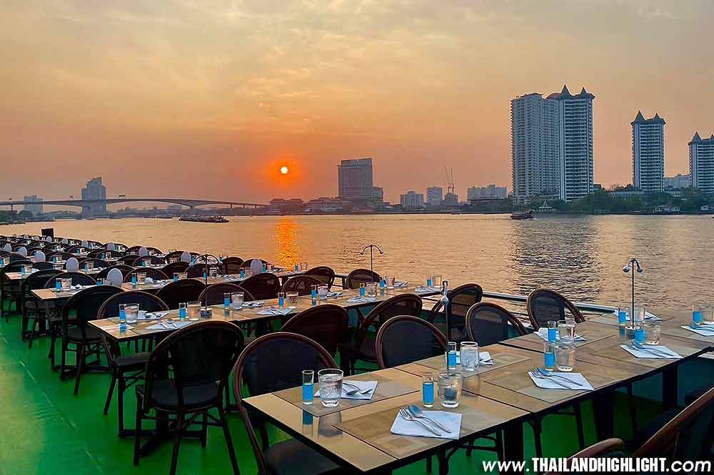 Royal Princess Cruise Bangkok Sunset Dinner Cruise Price 799฿ Offer large rooftop sunset cruise Royal princess cruise Bangkok sunset dinner cruise 799฿ ticket discount promotion cost booking reservation 